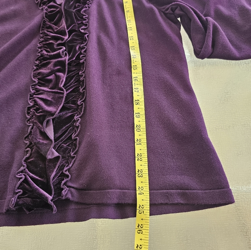 Elementz Woman's Purple Velvet Ruffle Cardigan Sweater XL Romantic Gothic Retro - Picture 8 of 13